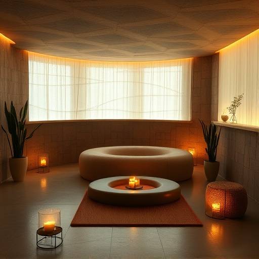 Interior del spa 'Refugio de la Salud' con decoraci&oacute;n zen y luz tenue en la Costa Brava