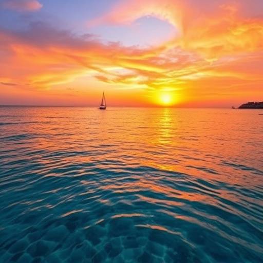 Una vista impresionante de la costa mediterr치nea al atardecer, mostrando aguas cristalinas y un cielo colorido. Esta imagen representa el tipo de escapadas rom치nticas que Para칤so Mediterr치neo ofrece.